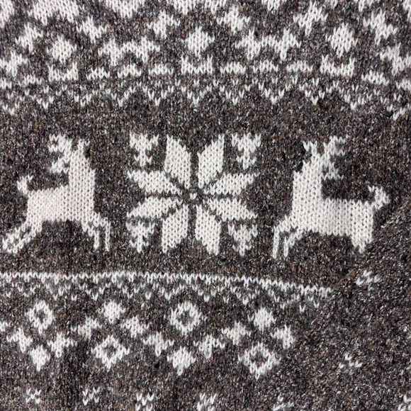 Croft & Barrow Hand Knitted Silk Wool Mohair Reindeer Fair Isle Sweater Mens L - Picture 2 of 10
